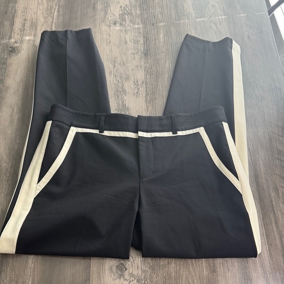 Vince Black Tuxedo Cream Stripe Straight Leg Pants - Picture 3 of 5